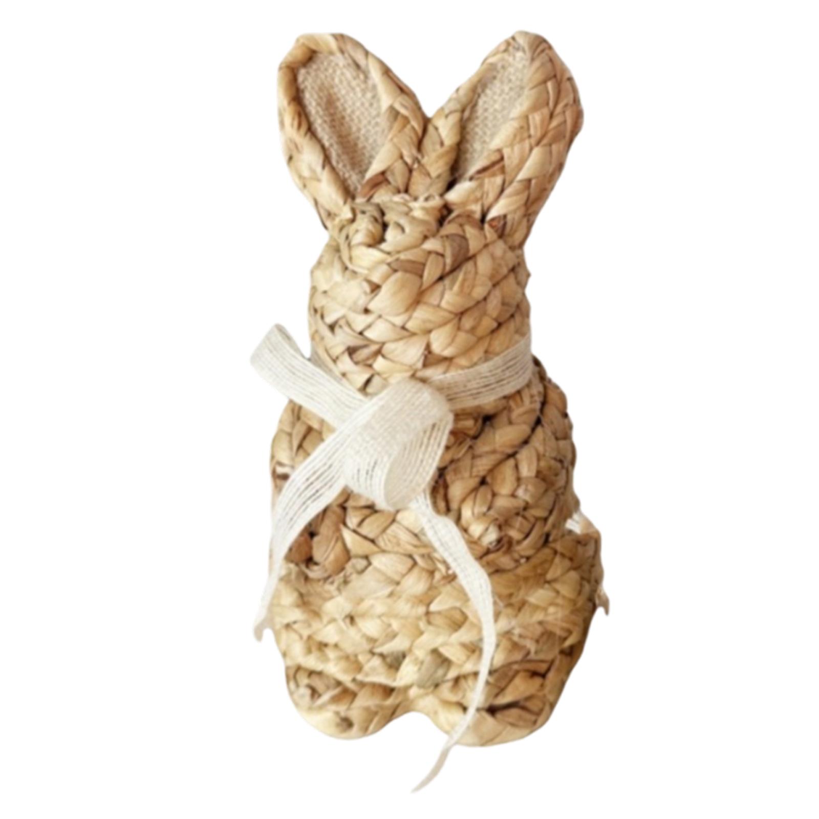 

Handmade Straw Woven Easter Bunny Figurine, Festive Decoration, Furniture Crafts, Bunny Figurine. One Size