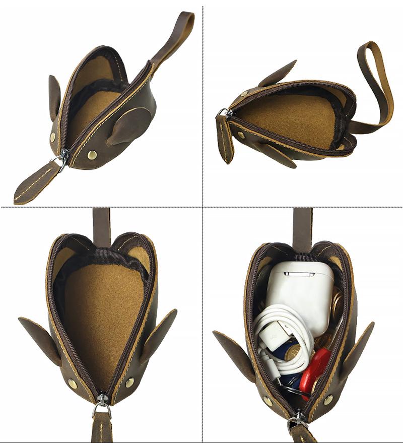 Colorful Cartoon Mouse Leather Coin Purse & Key Holder for Kids