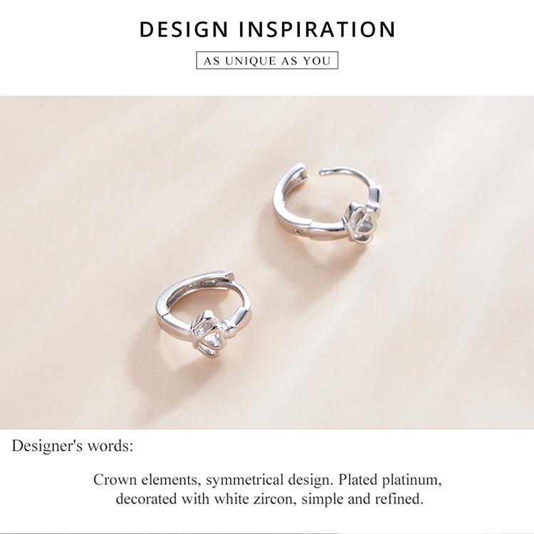 WOSTU 925 Sterling Silver Hypoallergenic Earrings Simple Geometric Triangle Cubic Zirconia Women Ear Buckles