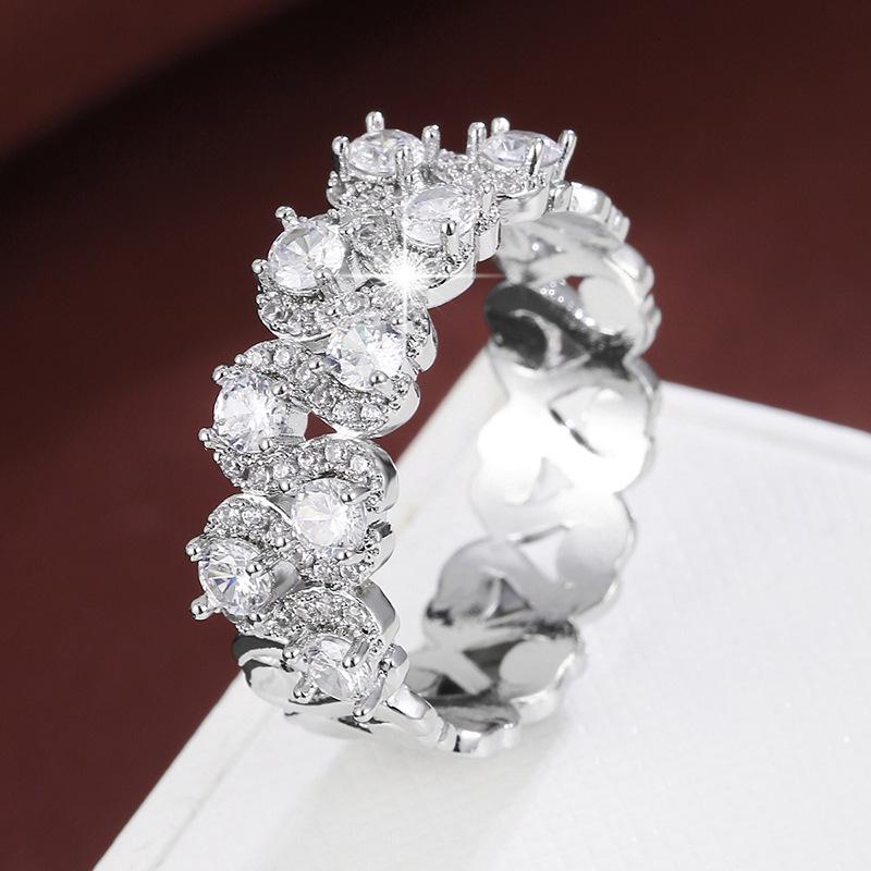 Royal Sapphire Curved Zircon Ring - Luxurious, Versatile Pure Copper Jewelry for Women