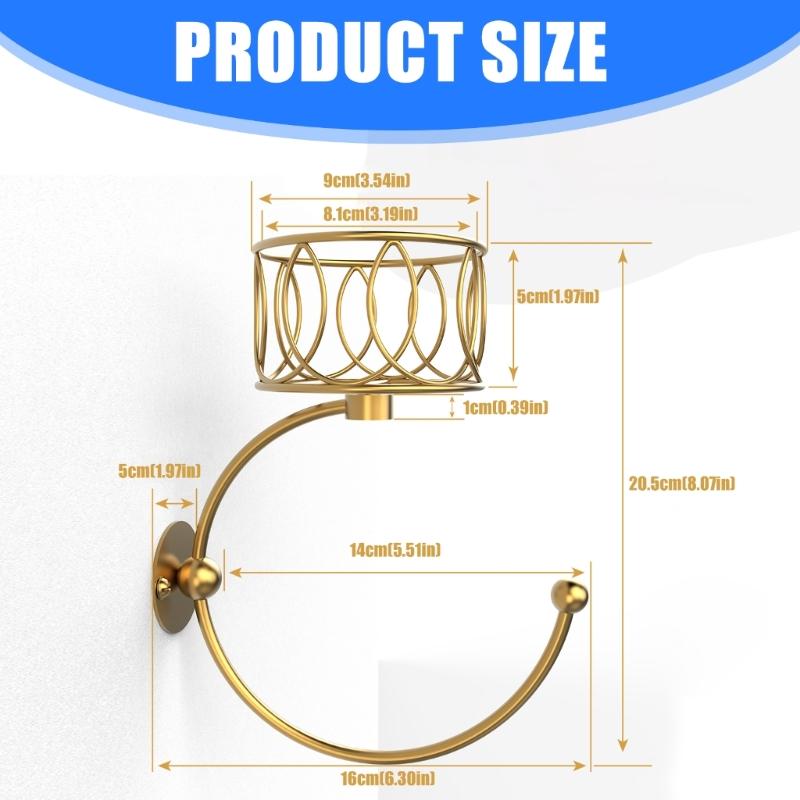 Rural Golden Metal Hallway Wall Mounted Towel Holder Hook for Towel Storage and Candle Display Organization