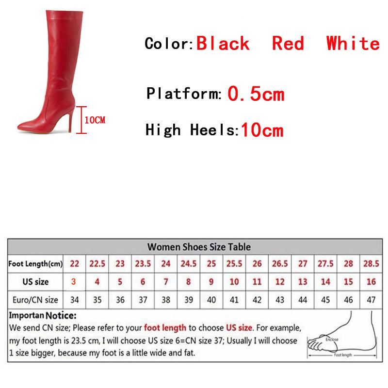 Fashion 2025 NEW Spring Red Leather Long Boots Women Fashion Design Pointed Toe Zip Thin High Heels Shoes Ladies Cool Knight Bootties