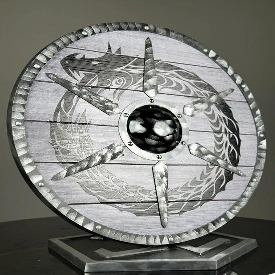 45.72 Cm Dragon Shield Authentic Cosplay Battle-worn Wooden Viking Shield Medieval Warrior Shield Gift