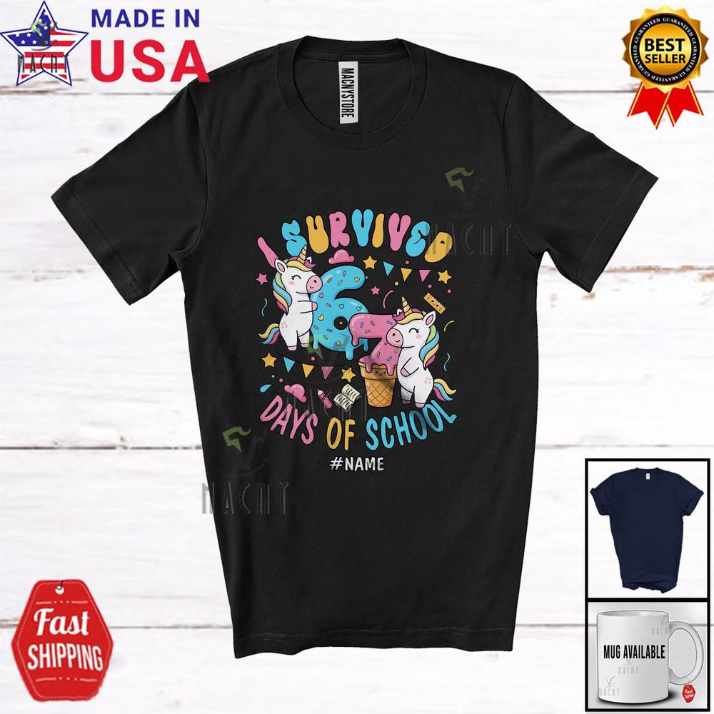 

Custom Name I Survived 67 Days Of School; Unicorn Six Seven; Teacher T-Shirt 3XL