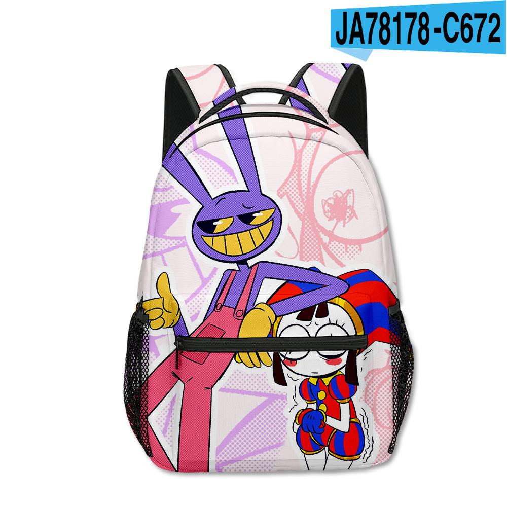 Magic Digital Circus School Bag Elementary And Secondary School Backpack Cartoon Children'S Backpack Men'S And Women'S Casual Backpack Full Print