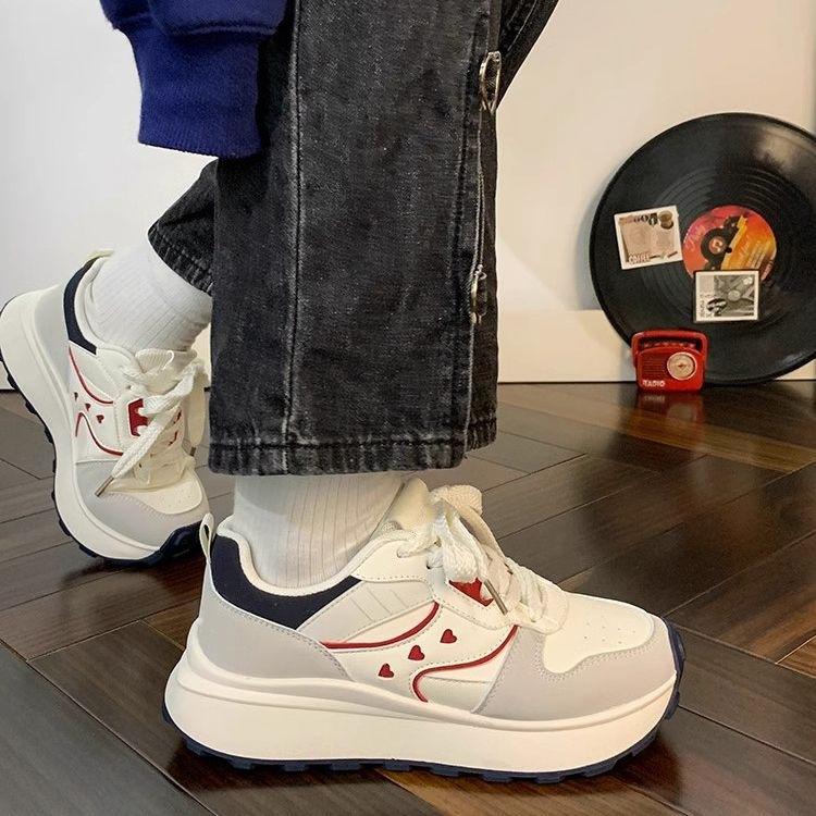 High-value Sports Women's New Thick-soled Heightening Simple Dad Shoes Versatile Korean Version of Casual Soft-soled Breathable Forrest Gump Shoes