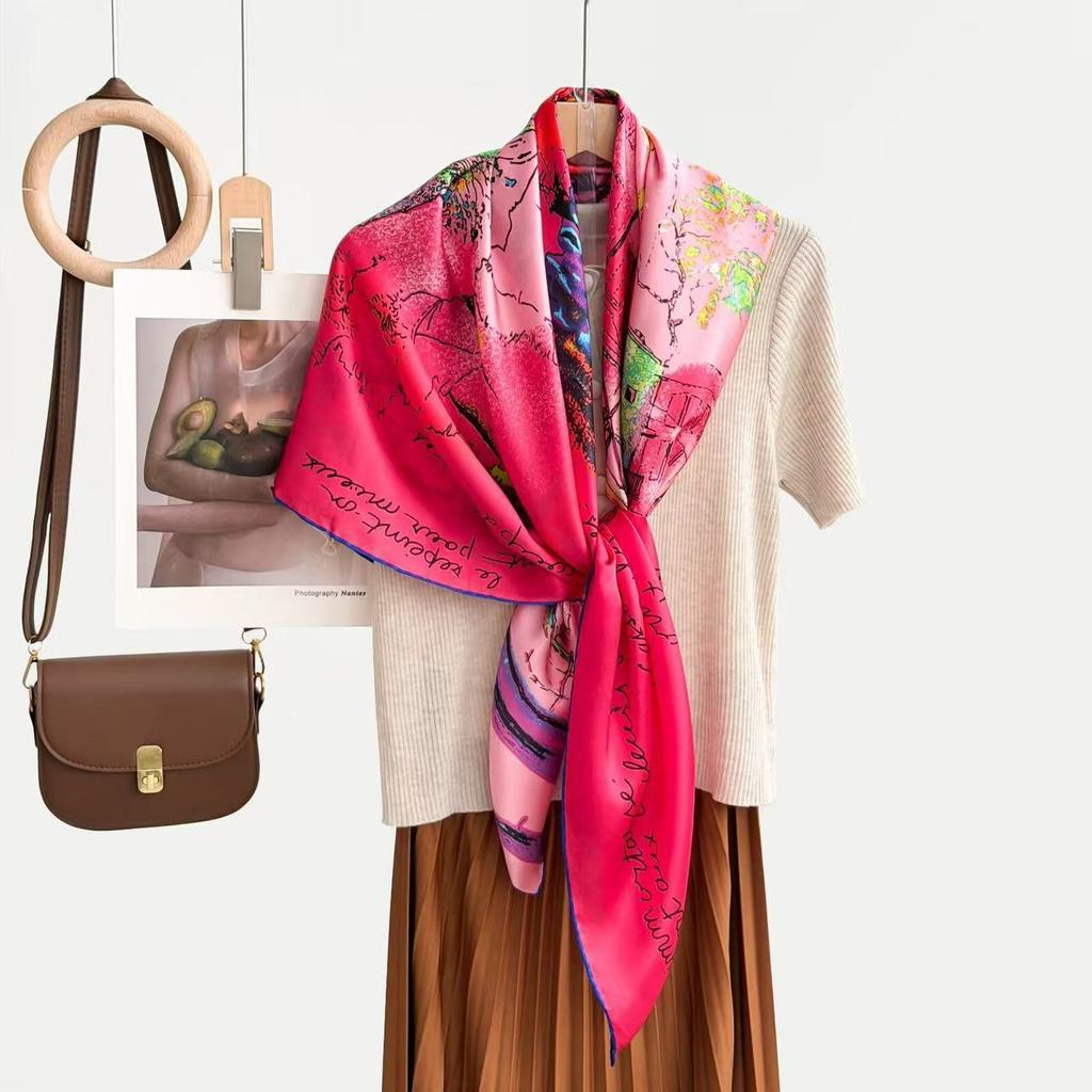 New fashion 111 mulberry silk silk scarf, women's Spring Festival gift for elders to keep warm 111 silk collection