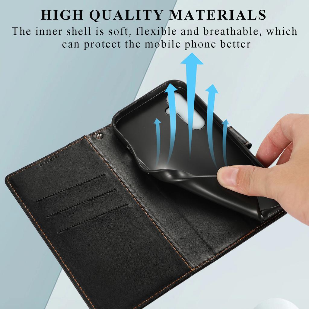 For Samsung Galaxy S25 FE Phone Case Line Imprint Leather Wallet Cover with Wrist Strap