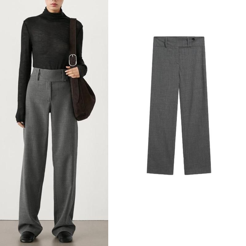 MD Fall and Winter New Arrival Women's Clothing French Commute Style Capable Young Intelligence High Waist Straight-Leg Pants 5003569
