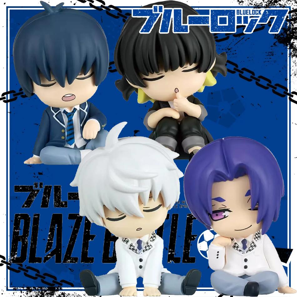 4Pcs/Set Blue Lock Sleep Ver Figures Yoichi Meguru Seishiro Reo Anime Kawaii Doll Q Ver Toys Model Decor Figurines Kids Gifts