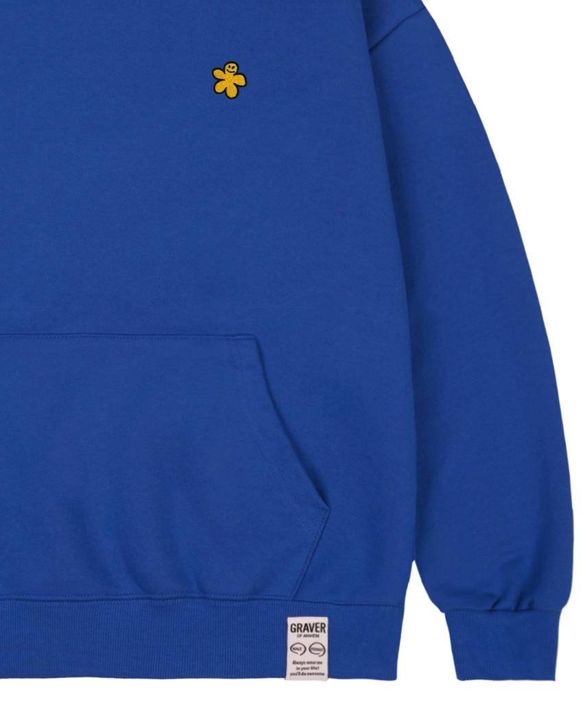 [Unisex] Yellow Odd Flower Embroidered Hoodie_Cobalt Blue