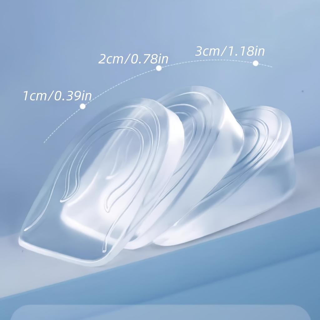 1 Pair Transparent Silicone Insoles, Non-Slip Shock-Absorbing Height-Increasing Insoles, Comfortable and Invisible, Suitable for All Shoe Types