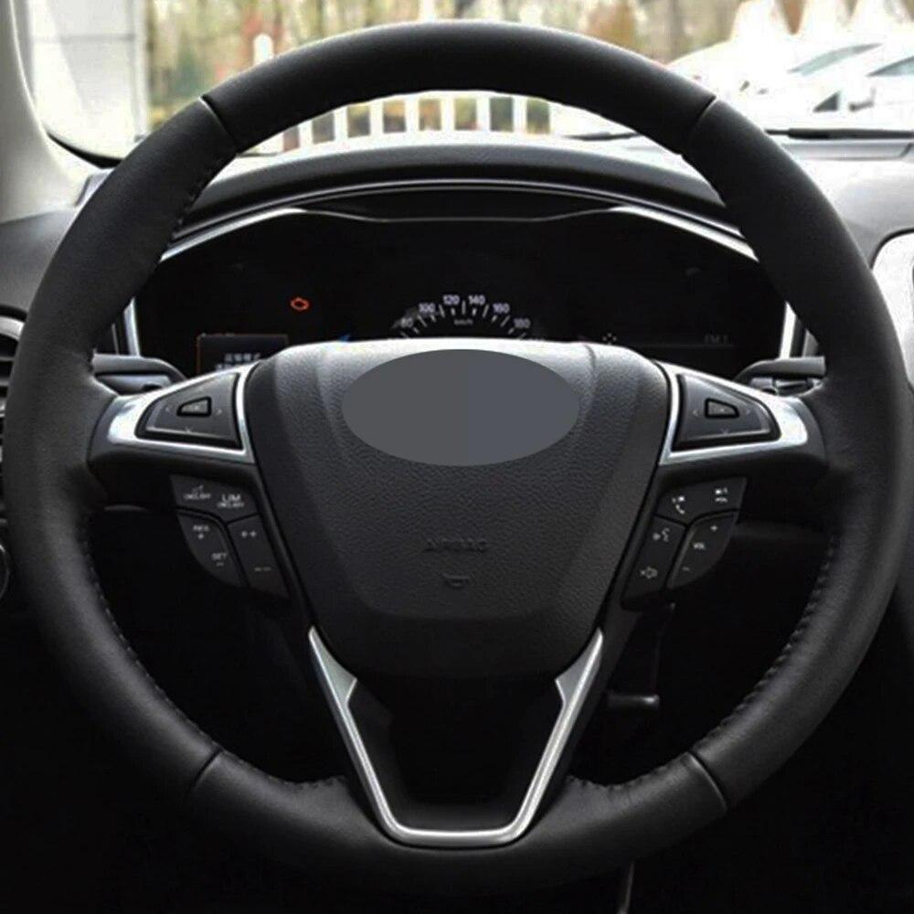 Car Steering Wheel Cover For Ford Mondeo Ford Focus 3 2015-2018 Steering braid Black Hand-stitched Artificial Leather
