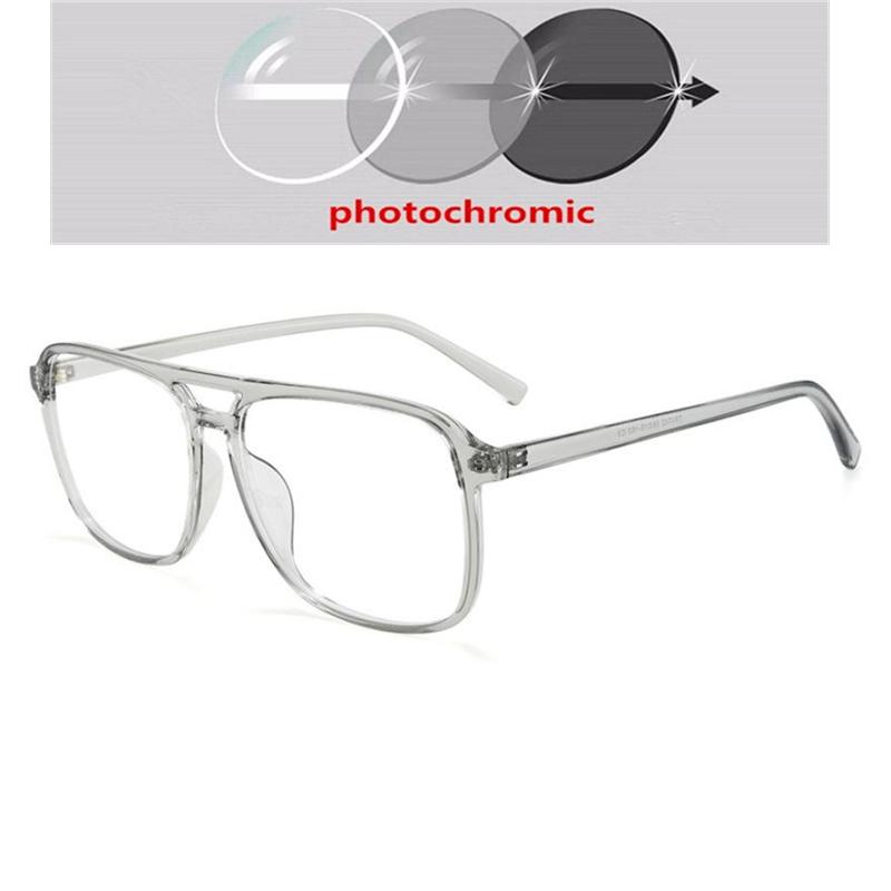 Square Finished Myopia Glasses Anti-Blue Light Big Frame Double Beam Myopes Lunettes Diopter 0 -0.5 -0.75 -1.0 -2.0 -2.5 T -6.0