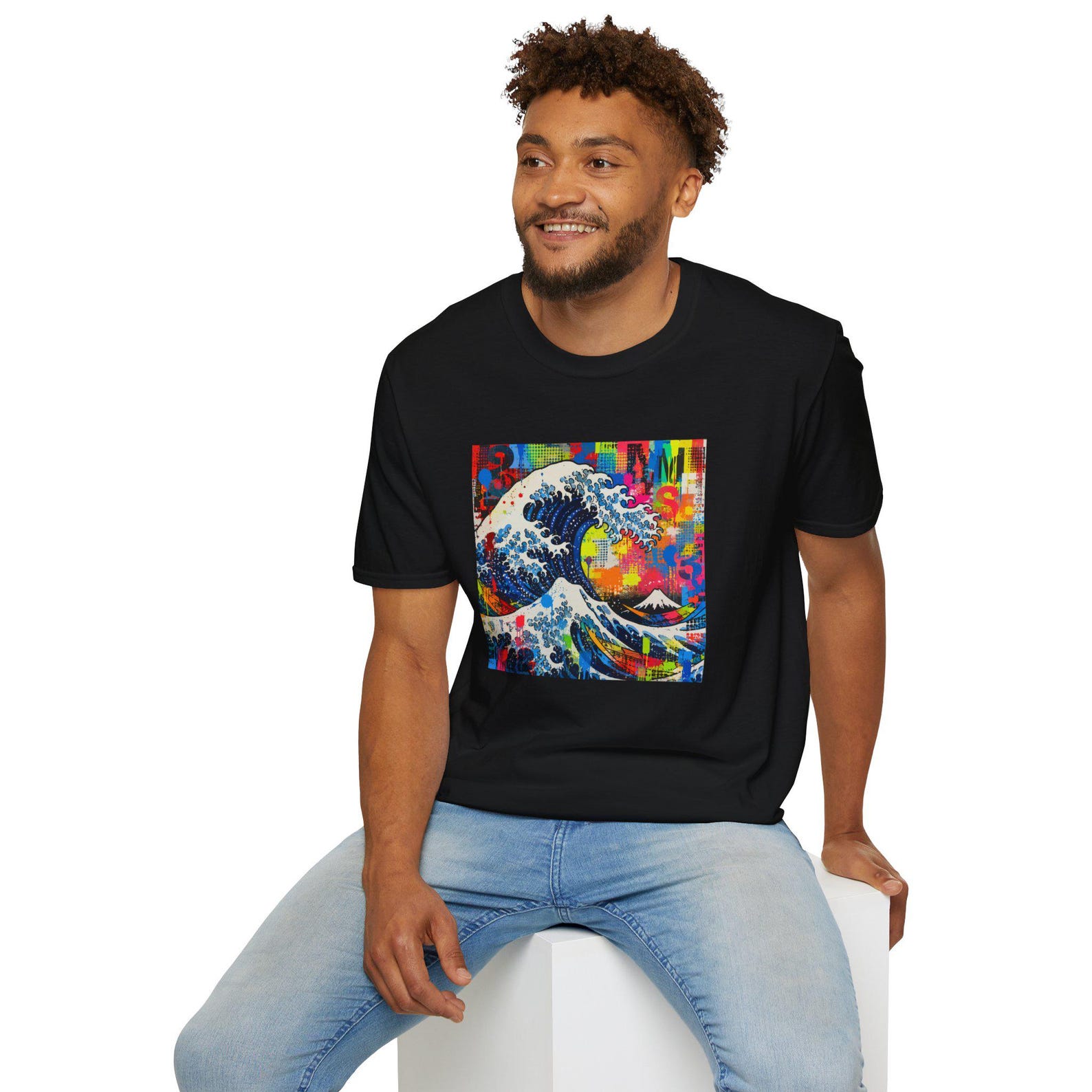 Pop Art Wave Square Edition Lite Tee The Great Wave Series XL Graffiti Ocean Shirt 4XL