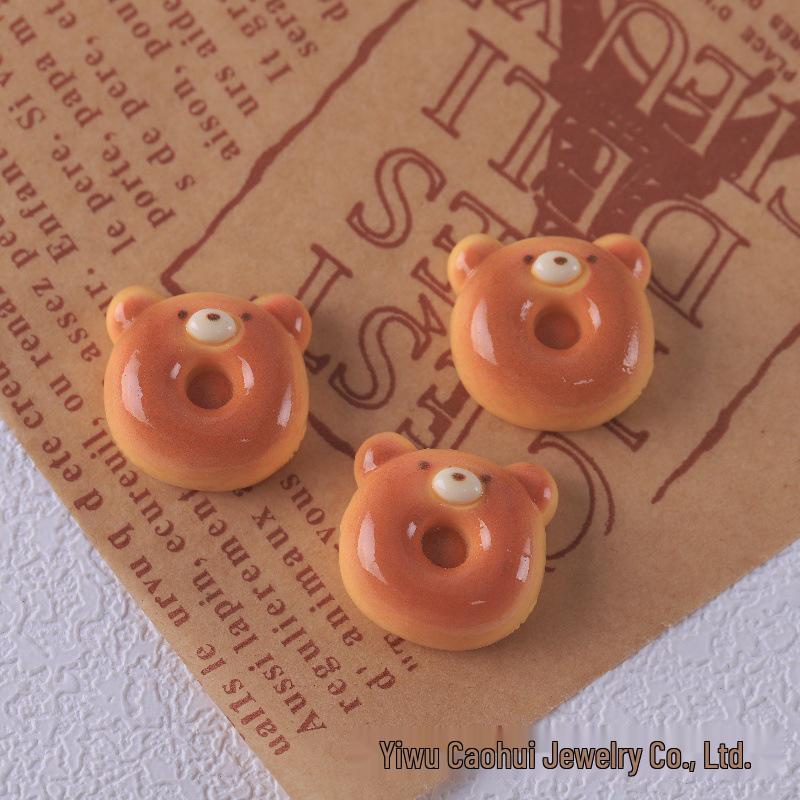 Little Bear Egg Tart DIY Kit: Cheese Bread, Cream Glue, Hair Clips, Crocs Charms, Resin Accessories