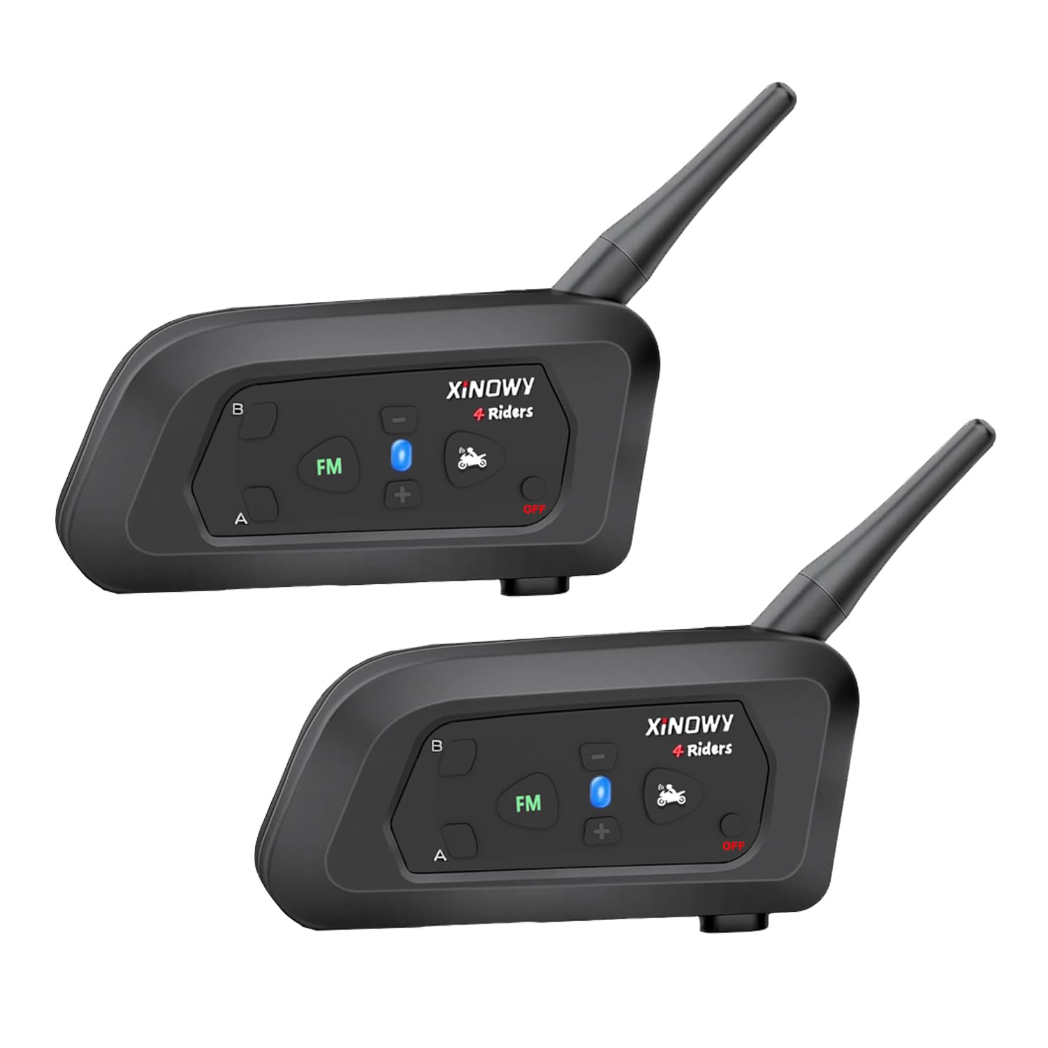 

Mihono 4Riders Interphone V4 Мотоциклетная гарнитура, совместимая с турингом, одновременные звонки 4 человек, FM-радио, музыка, водонепроницаемость IP65, Bluetooth