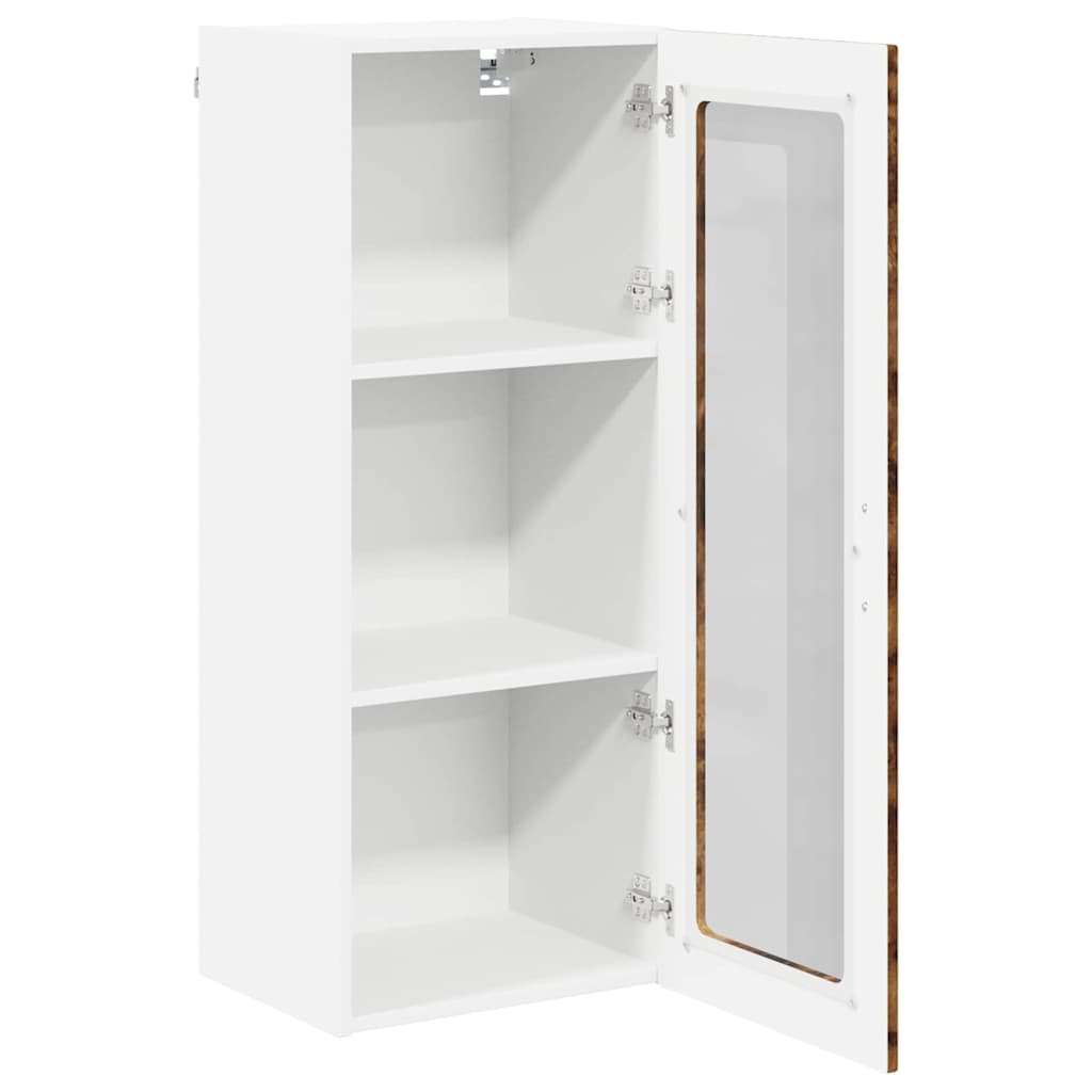 Wall Mounted Glass Cabinet LUCCA Smoked Oak 40 X 31 X 100 Cm