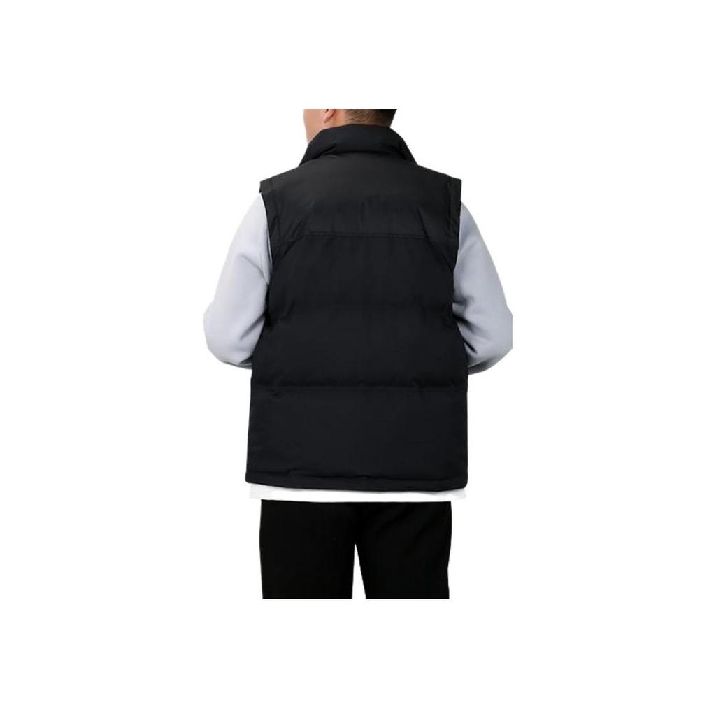 Li-Ning Solid Color Stand Collar Brand Logo Print Thick Warm Vest Men Vests Black AMMS015-3