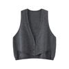 Women's 100% Wool V-Neck Sleeveless Knit Vest - Autumn/Winter Solid Color Layer