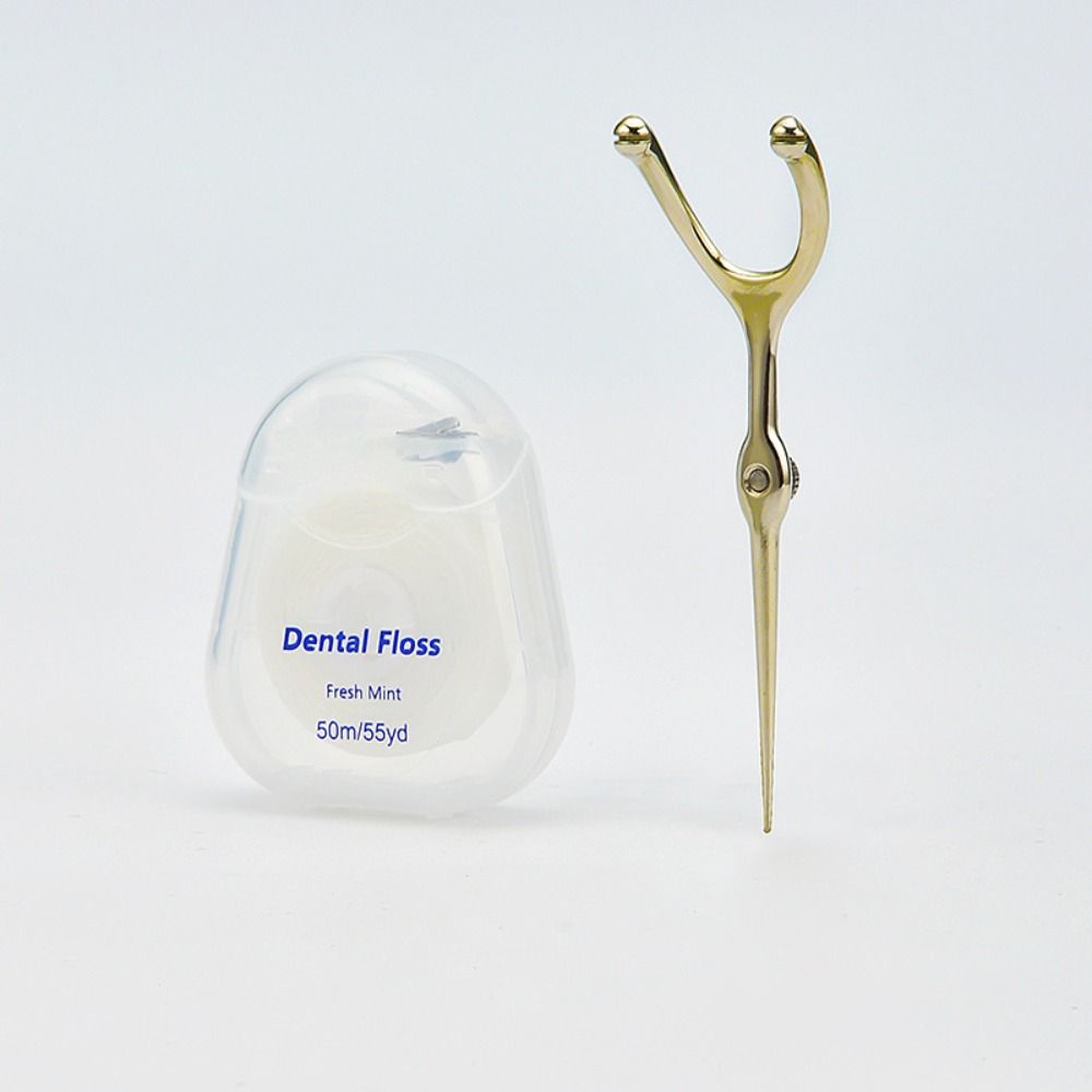 

Reusable 50M Tooth Flossing Portable Flossing Holder Stainless Steel Toothpick Set Travel style 4