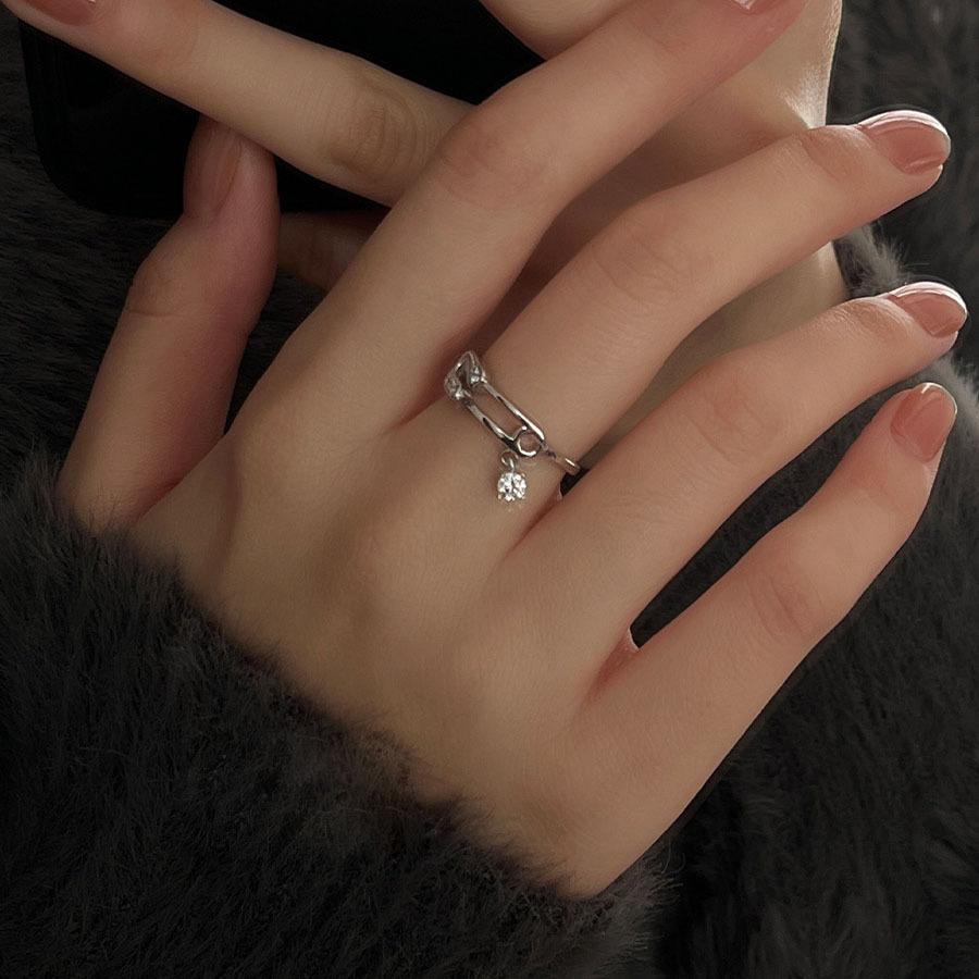Japanese and Korean Fashionable and Personalized Index Finger Ring, Niche and Versatile, Sweet Pin Rings for Women
