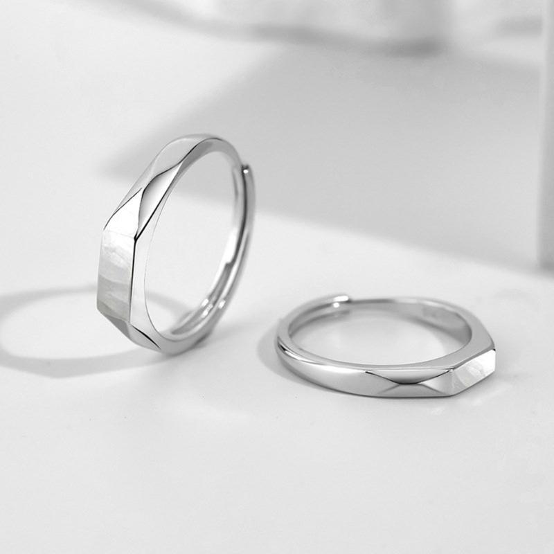 Adjustable Sterling Silver Couple Rings Light Shaped Secret Projection Rings Fashionable Finger Rings for Men and Women