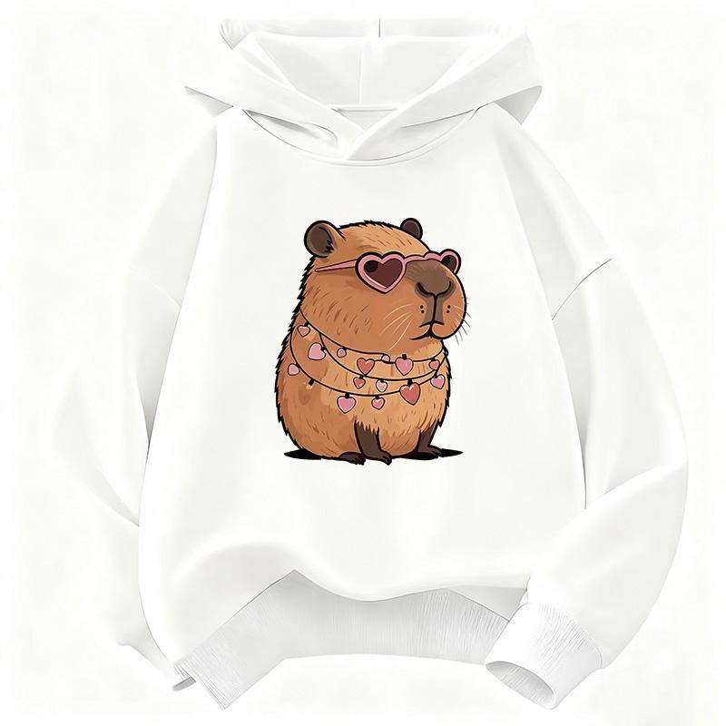 Streetwear Capybara Printed Hooded Kids Children's Sweatshirt Cute Hoody for Boys Girls Autumn Spring Casual Hoodies