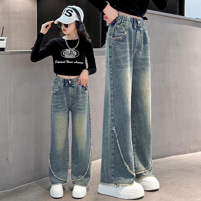 Herbst 2025 Mädchen Wide-Leg Jeans für 7-16 Jahre - Lockerer, Straight-Leg Schnitt