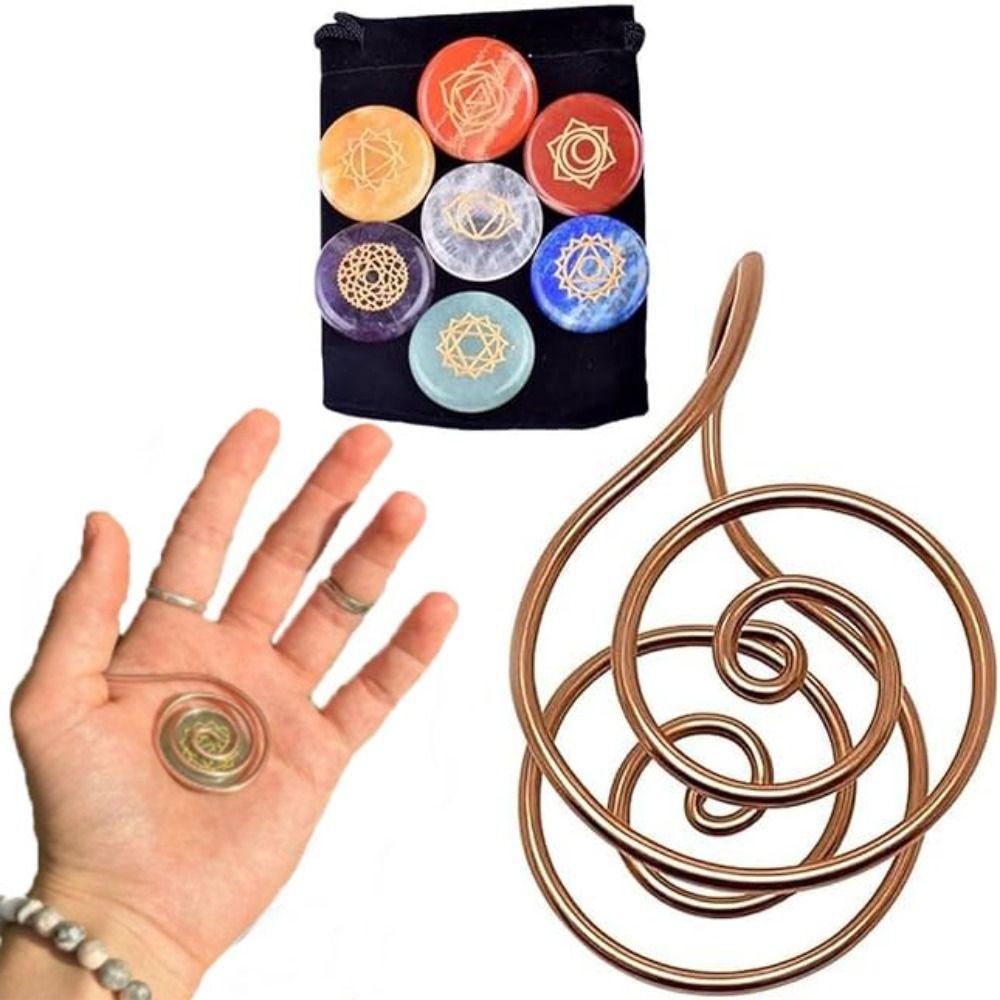 Bague de Paume en Cuivre Réglable Bijoux faits à la Main Accessoires Anneau de Main Énergie Spirale Reiki Bague de Paume Spirale