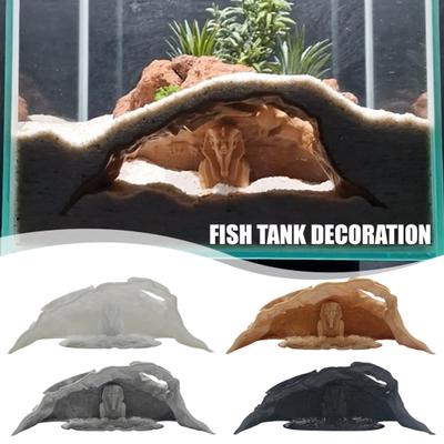 Tunel Caverna Acvariu Faraon Egiptean Tunel sub Pietriș Ascunzătoare pentru Pești Mici și Creveți cu Ferestre de Vizualizare pentru Acvariu Betta Pleco Creveți Decor