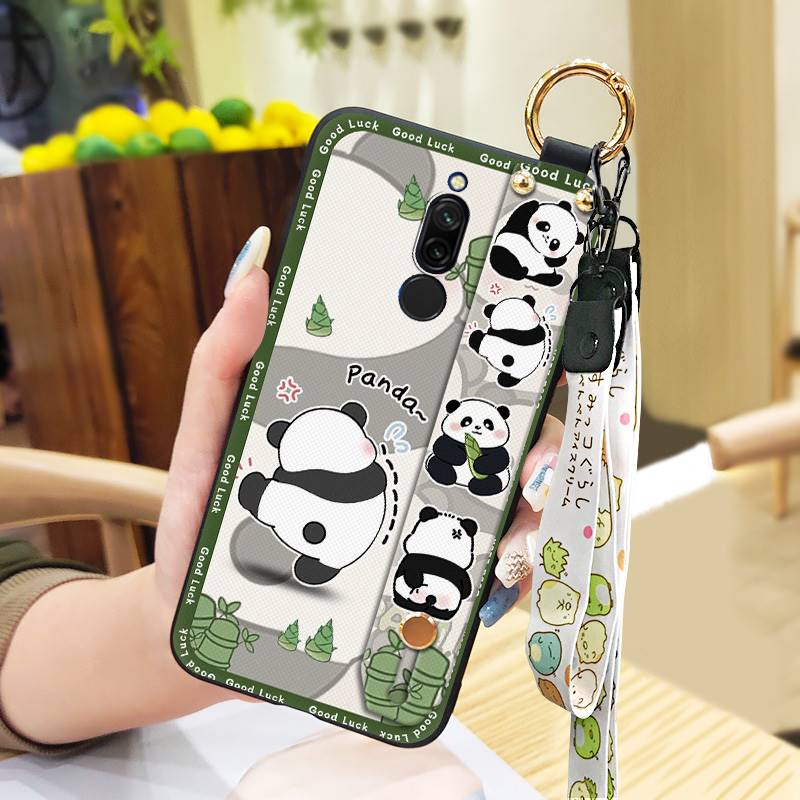 Cute Kickstand Phone Case For Xiaomi Redmi 8 Protective Silicone Cartoon Fashion Design Back Cover Lanyard Anti-knock