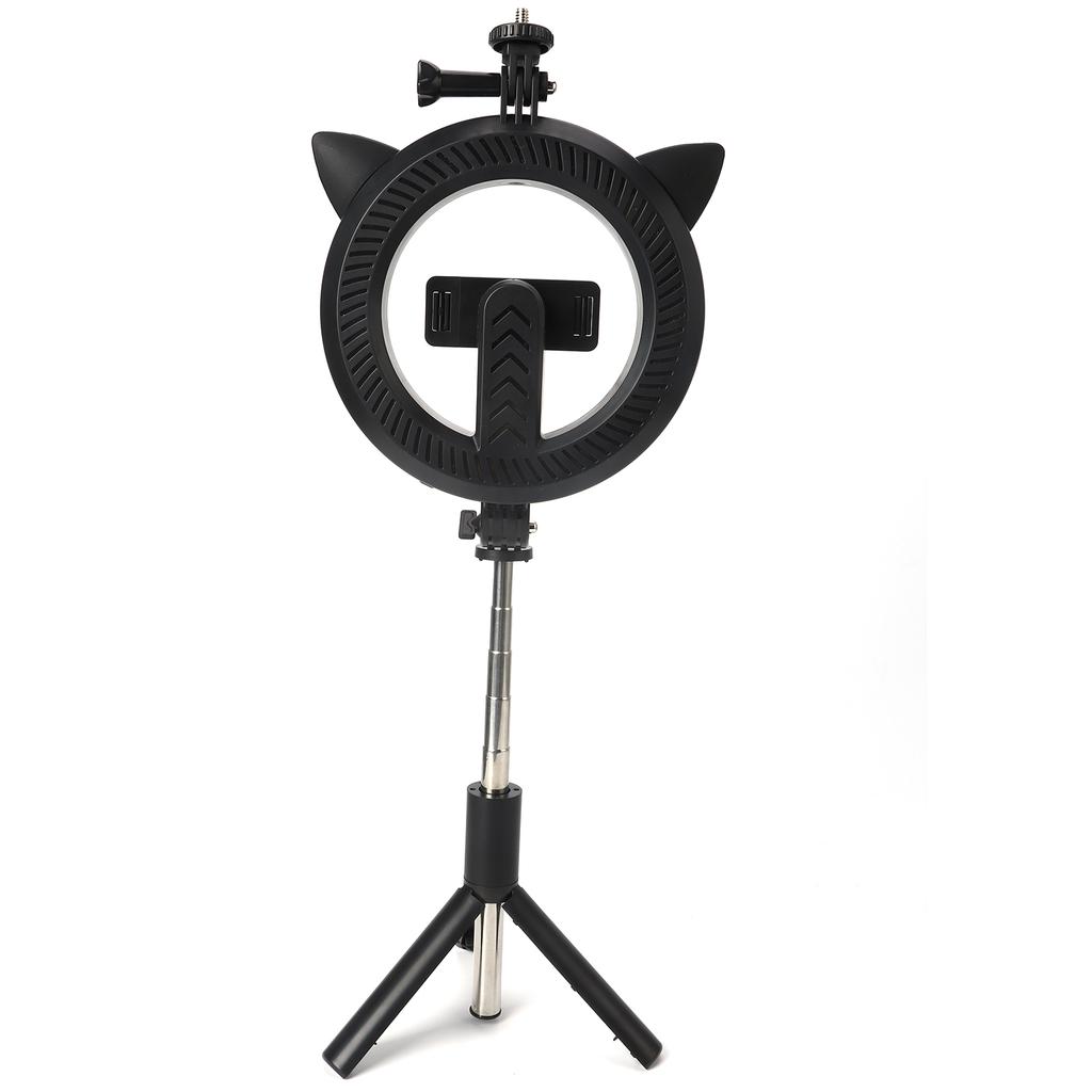 Selfie Stick with Cat EarShaped Fill Light Wireless Bluetooth Teacher Online Class Live