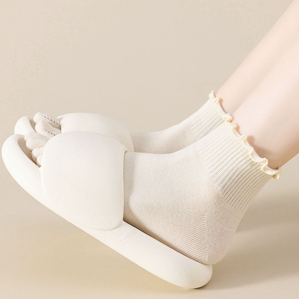 Breathable Five Fingers Socks Edge Curl Short Socks Cute Cotton Socks  Women