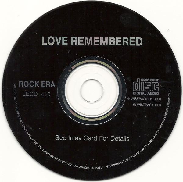 

CD ROCK ERA-LOVE REMEMBERED - Pat Boone, Love Affair, Percy Sledg LECD410 Wisepack Ltd. 1991 Sweden Jazz Used