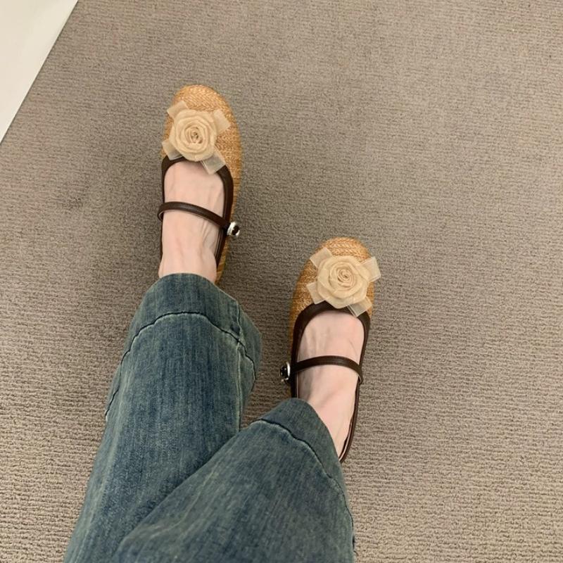 Fashion Flower Women Loafers Shoes Fashion Casual Woman Sandals Elegant Mary Jane Shallow 2025 Designer Summer Soft Mujer De Zapatillas