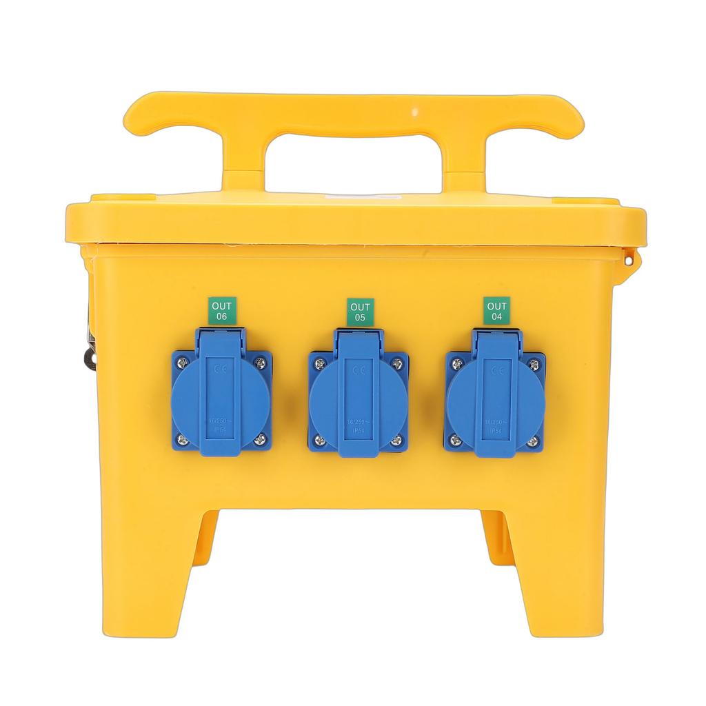 Power Distribution Box 16A Water Proof Portable Electrical Box with 6 Outlets for Construction Site Yard Garden