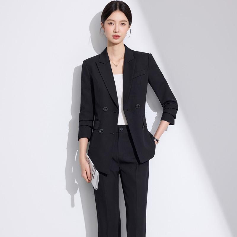 Women's White Autumn 2025 Suit Set: Elegant Long Sleeve Blazer & Professional Workwear
