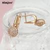 SIMJOO Rose Gold Color Fashion Flower Zircon Hollow Lettered Earrings