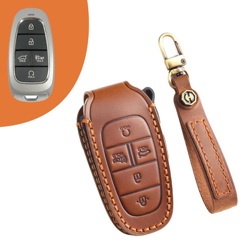 Suitable for New Style Hyundai IX35/IX45 Handmade Cowhide High-End Car Key Cases keychain