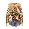 Women's Christmas Print Neck Long Sleeve Sweater Soft Casual Top for Fall Winter Holiday