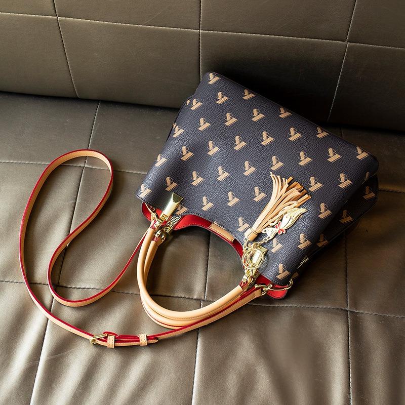 Women's Light Luxury Brand Genuine Leather Women's Bag Temperament Ladies Handbag Atmospheric Printed Tote Bag