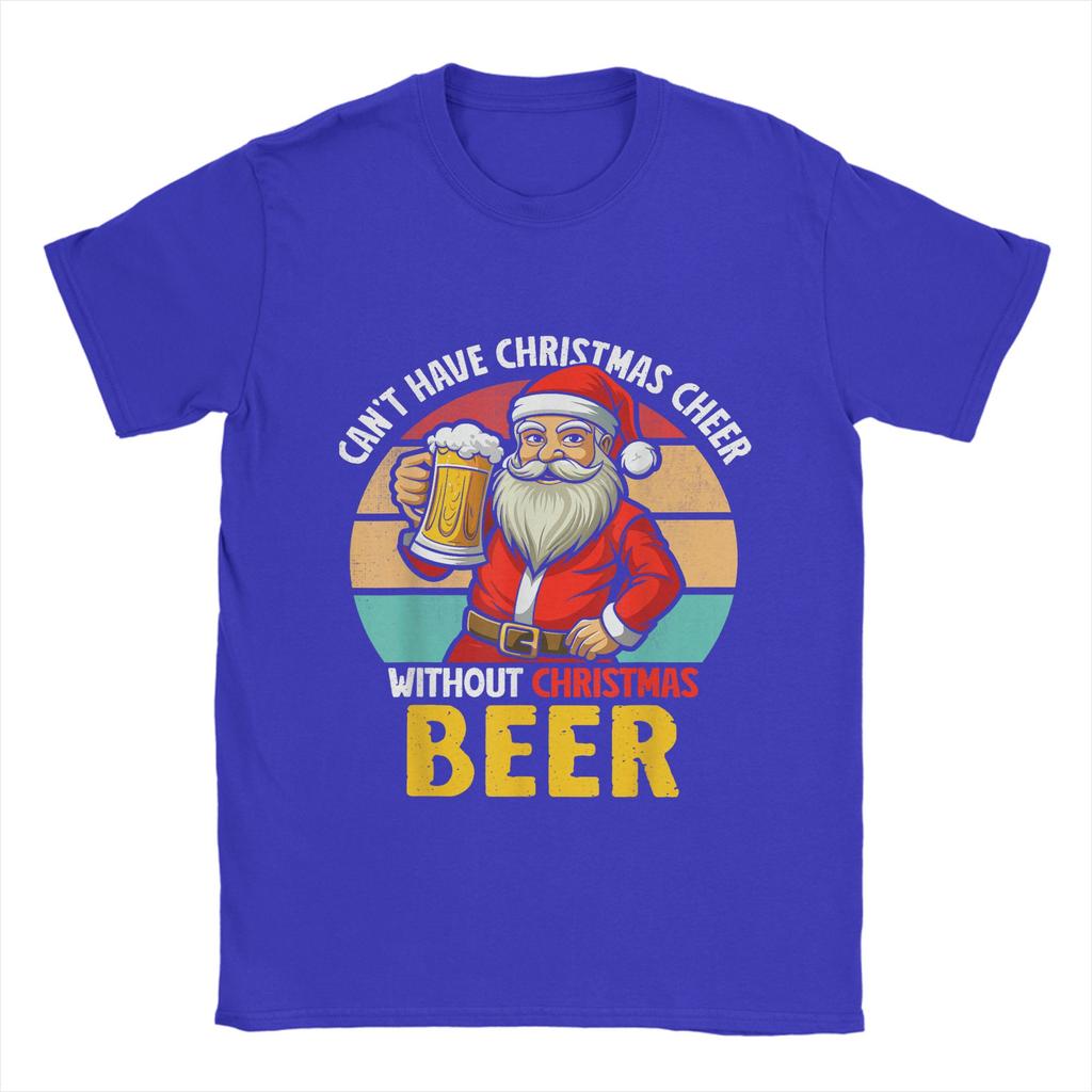Men Christmas and beer T Shirt  100% Cotton Tops Creative Short Sleeve Crew Neck Tee Shirt Graphic Printed T-Shirts
