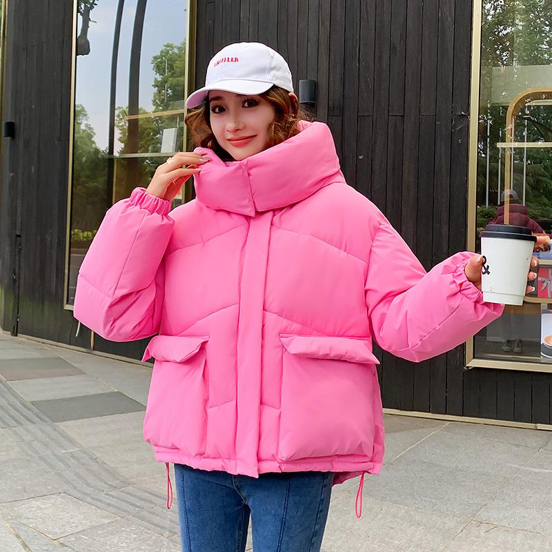 Women's 2025 Autumn/Winter Korean Style Cotton Down Coat: Short, Loose, Casual with Big Pockets.