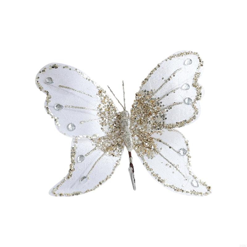 

Foam Cloth Butterfly Ornament 25Cm Glittering Wing Christmas Tree Hanging Decoration For Fireplaces Doorway Display білий