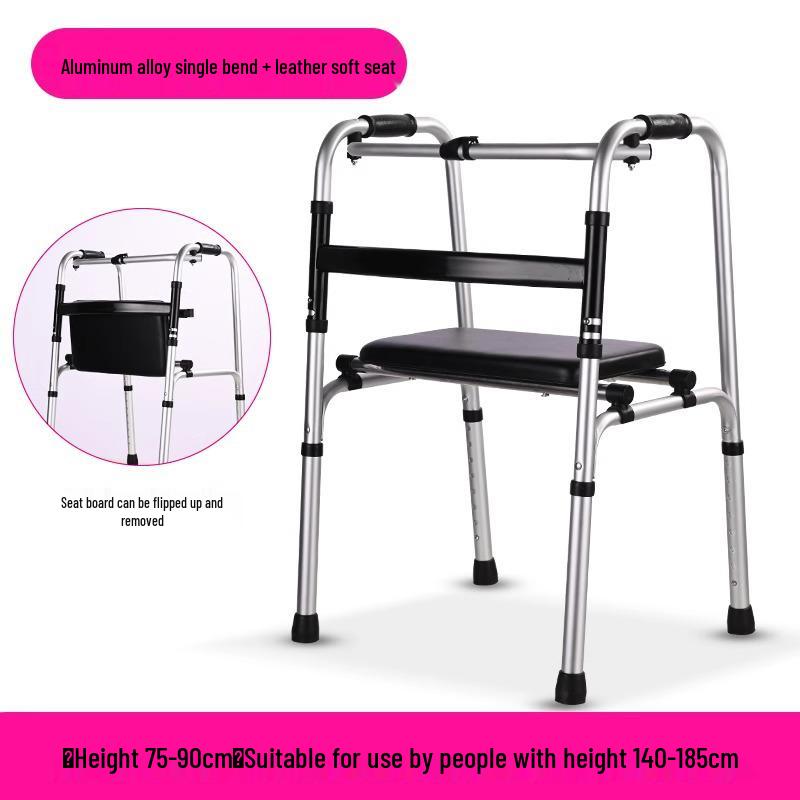 Adjustable Aluminum Alloy Walking Aid for Seniors - Four-Legged Crutches