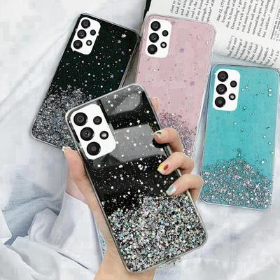 Luxury Bling Glitter Clear Phone Case Case for Samsung Galaxy A01 Core A11 A21S A31 A41 A51 4G A71 5G Sequins Sparkle Cover