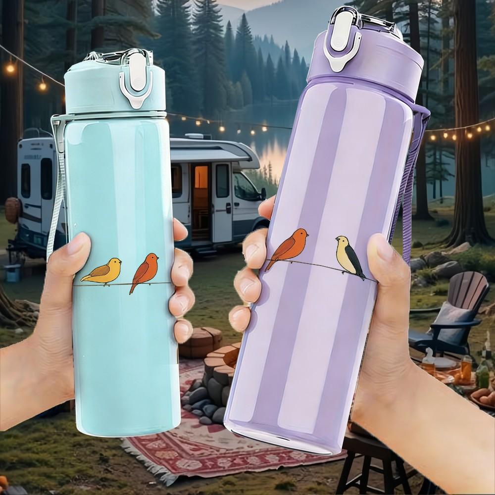 1PC Birds On Wire Silhouette Print 750ml Color Plastic Sports Water Bottle Leakproof Flip Straw Lid Suitable for Sports Office Home Use