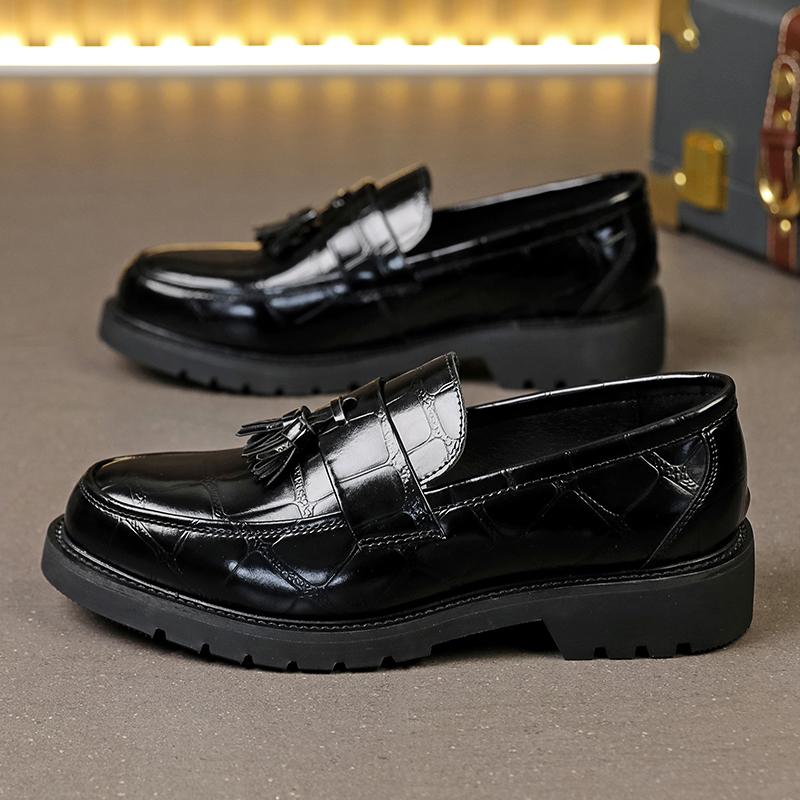 Men Manual Thick Soled Leather Business Shoes Trends Casual Men Party Tassel Loafers Shoes Breathable Men Casual High-end Shoes