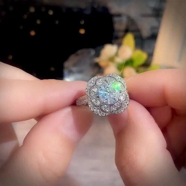 Luxury Jewelry 925 Silver Large Round Cut White Topaz CZ Diamond Couple Rings Women Wedding Bridal Ring Set